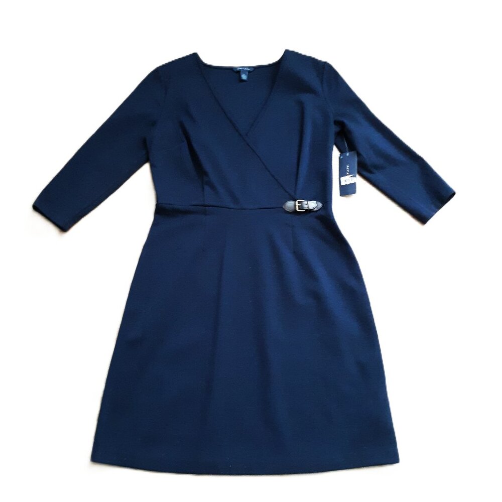 New Tommy Hilfiger Midi Knit Dress Navy Blue Medium